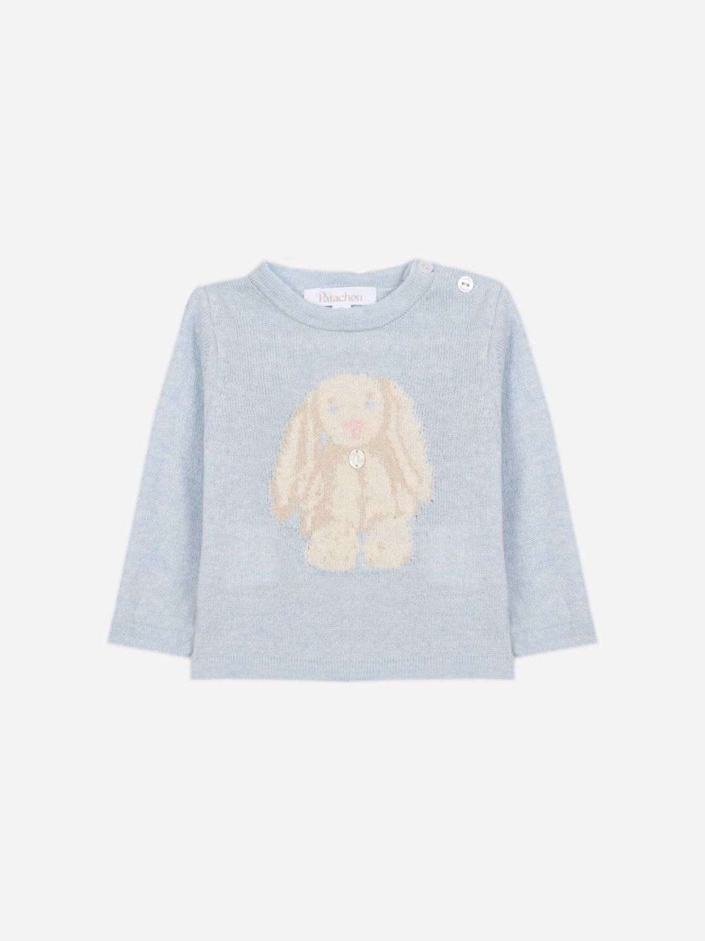 Blue knit sweater with front bunny design