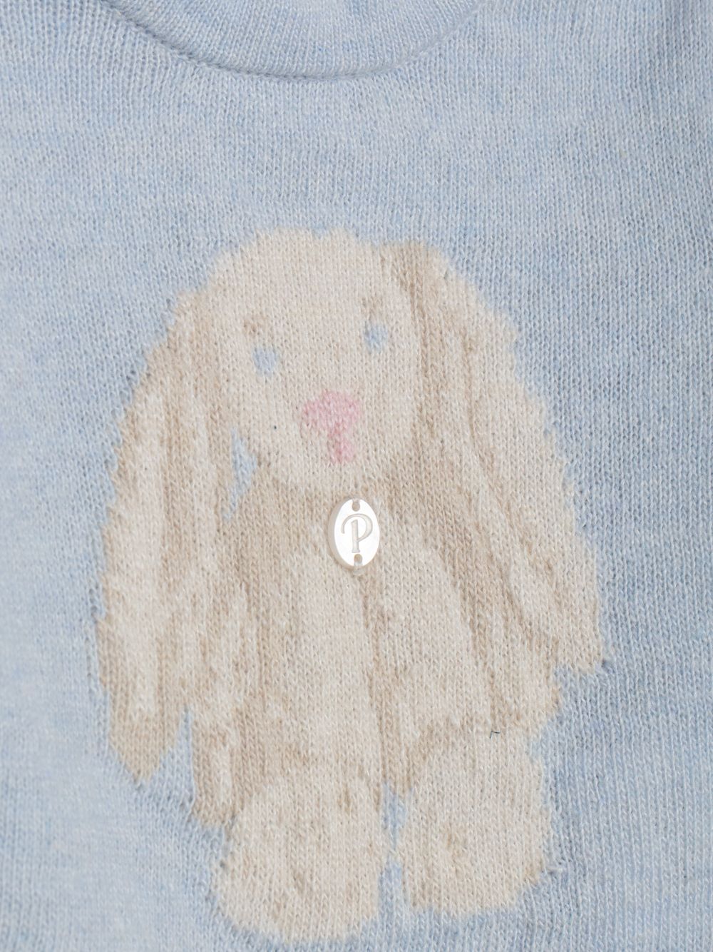 Blue knit sweater with front bunny design