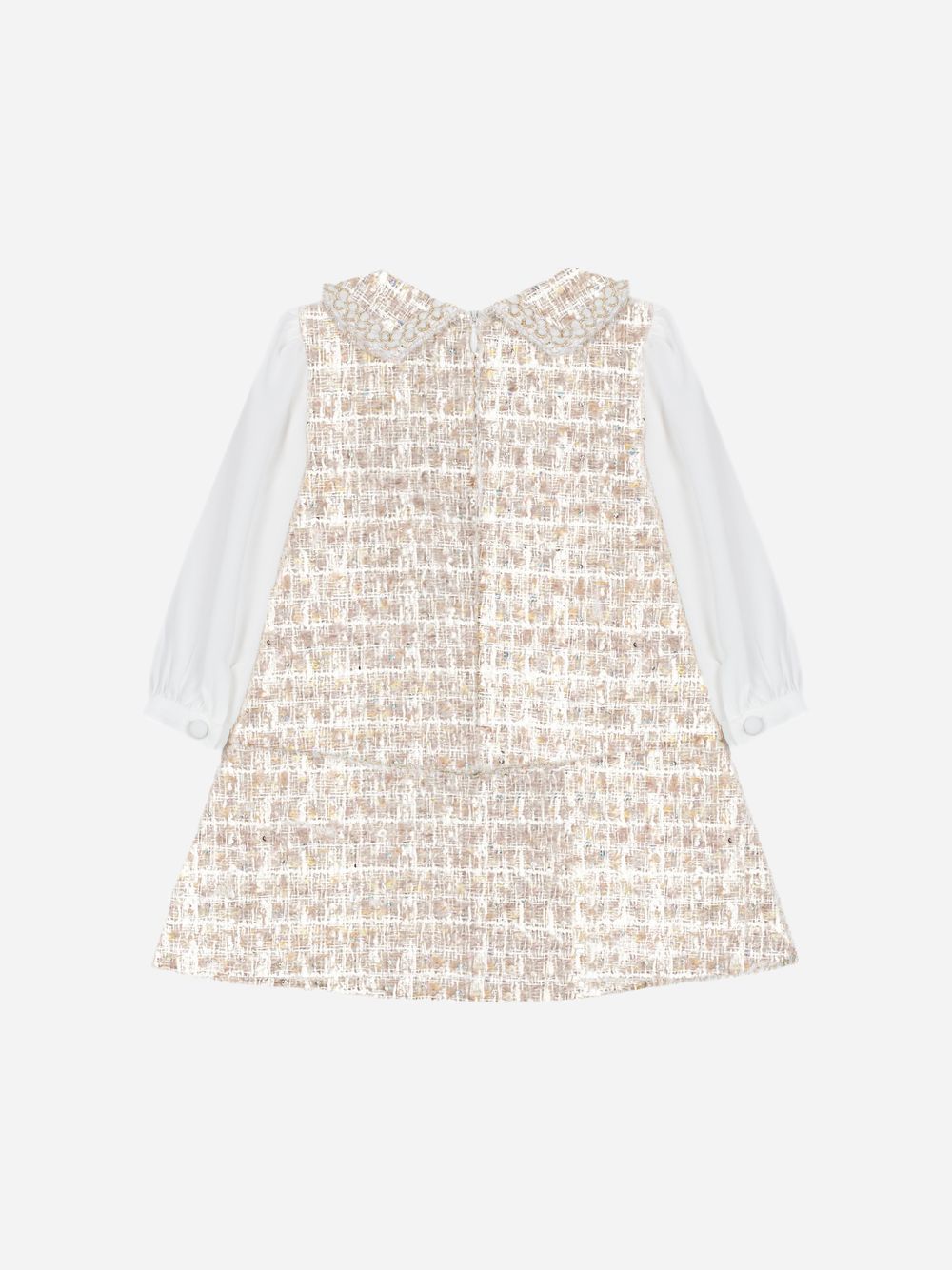 Elegant golden sparkle tweed dress