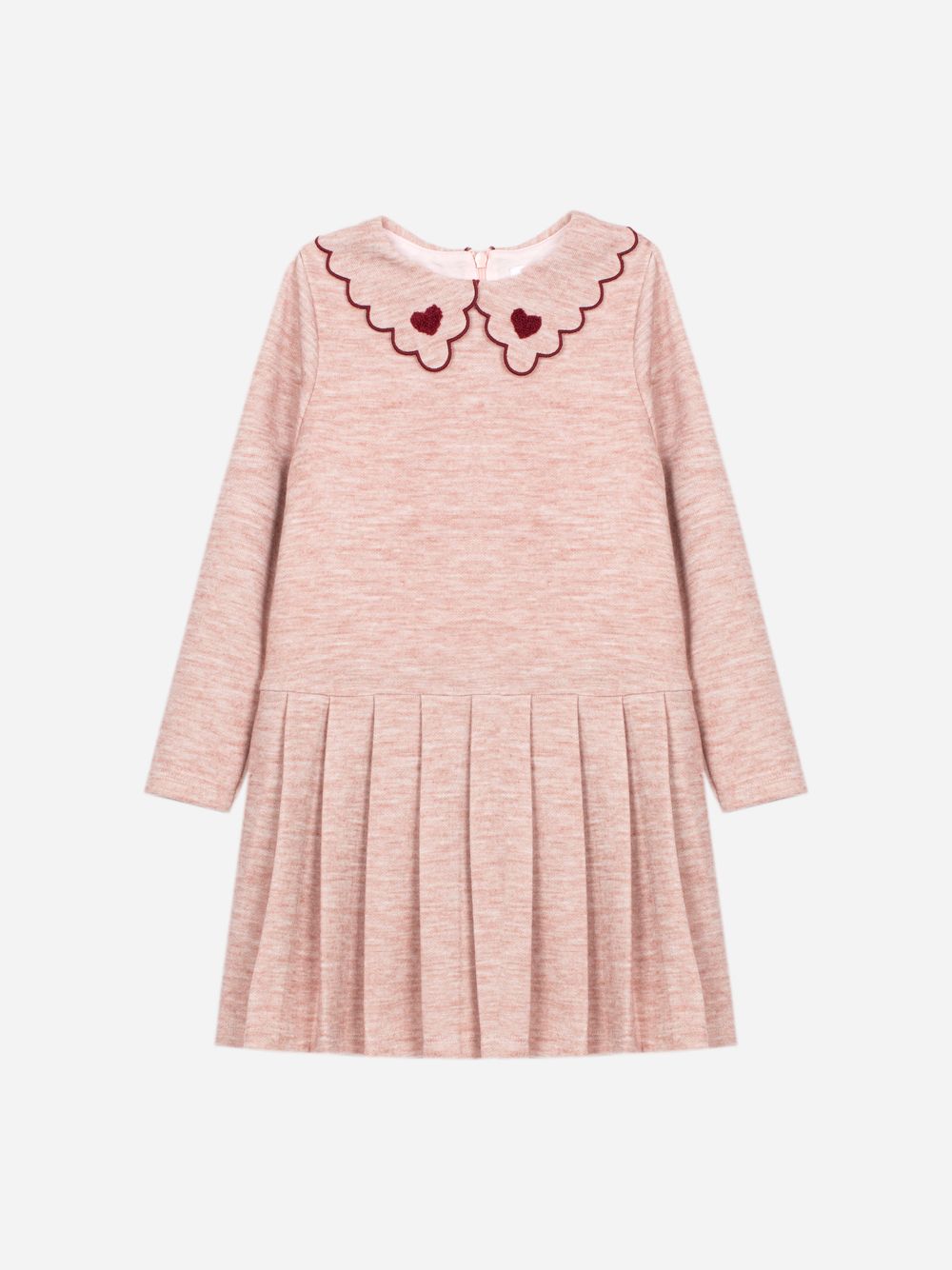 Elegant pink dress with embroidered collar