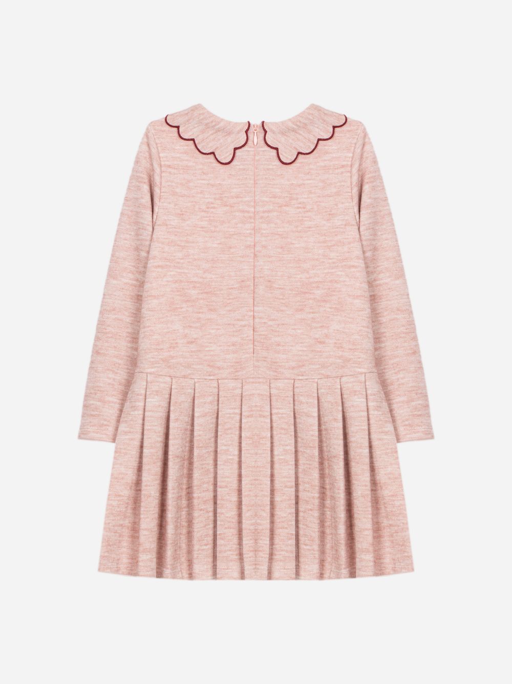 Elegant pink dress with embroidered collar