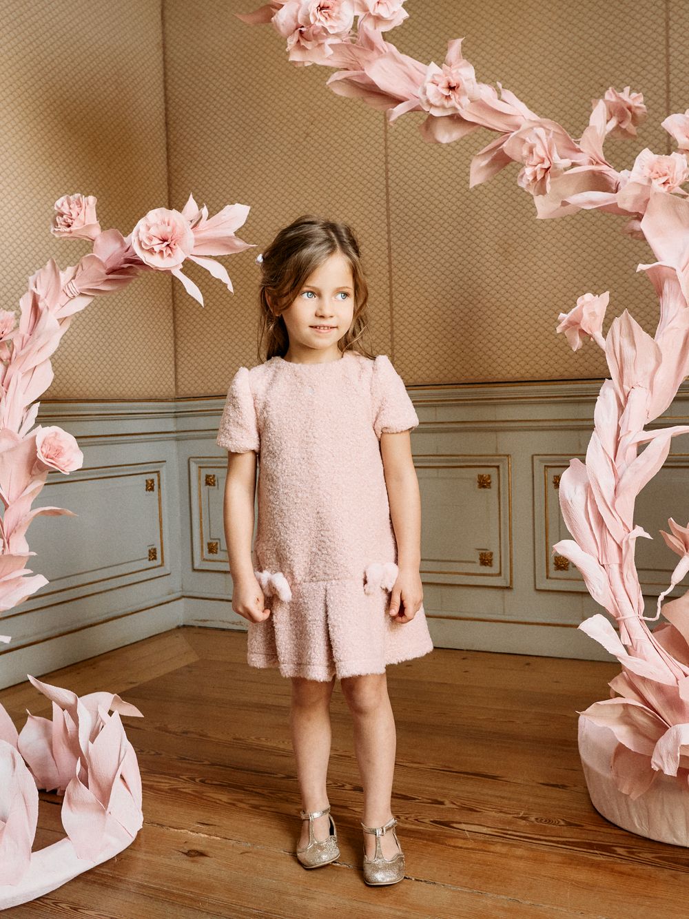 Pale pink dress with delicate bows