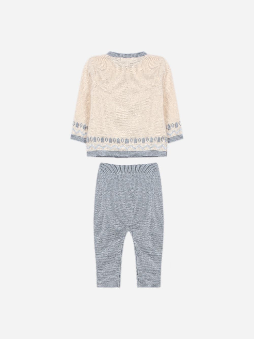 Ecru knit set with teddy bear