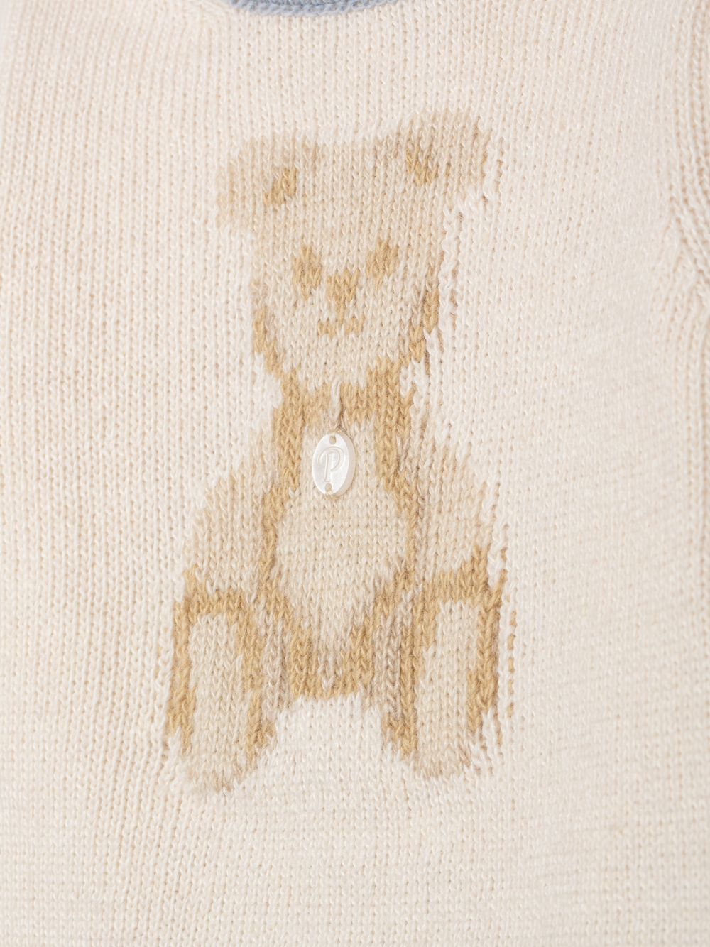Ecru knit set with teddy bear