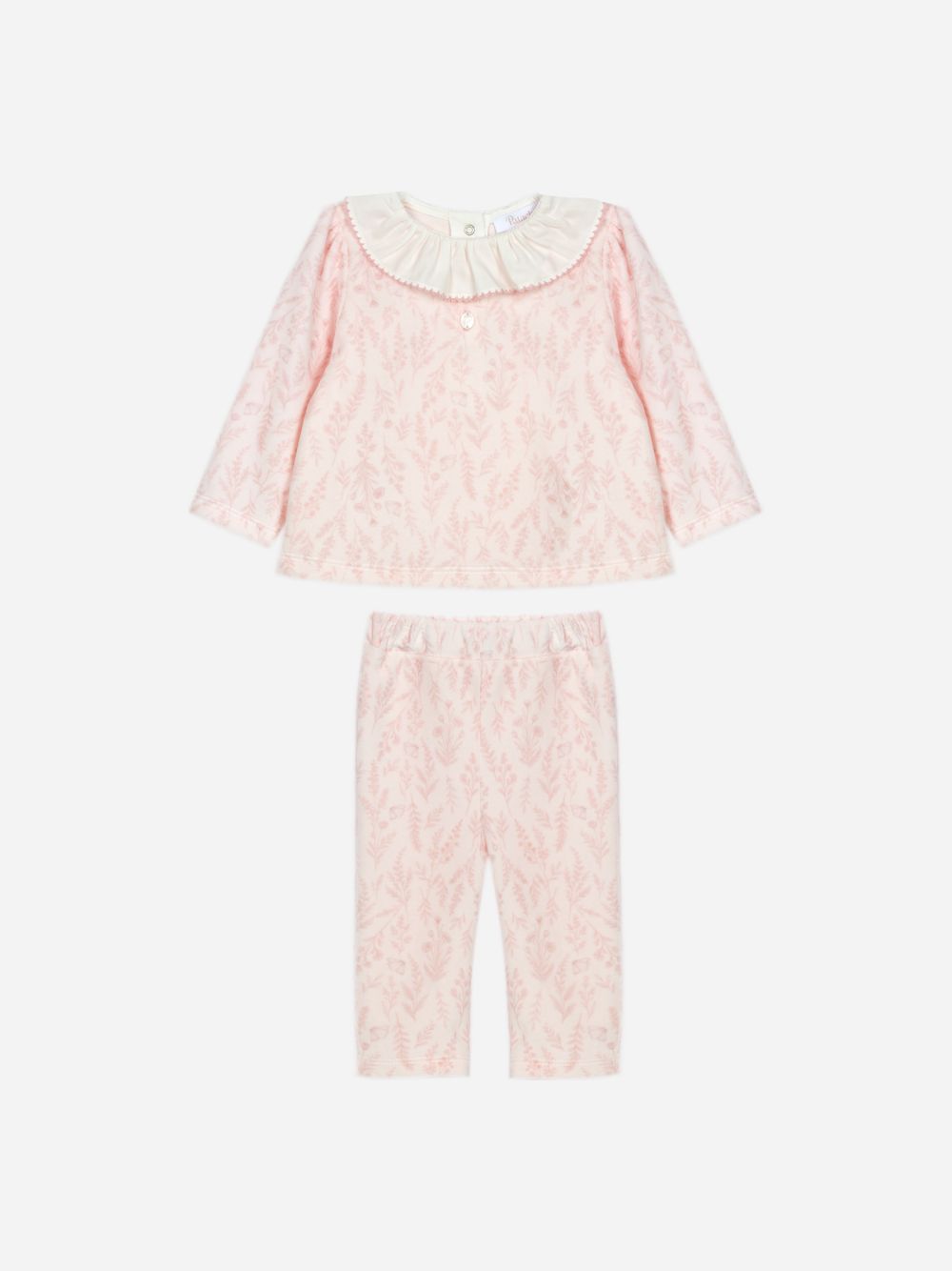 Elegant pink set with ruffled collar
