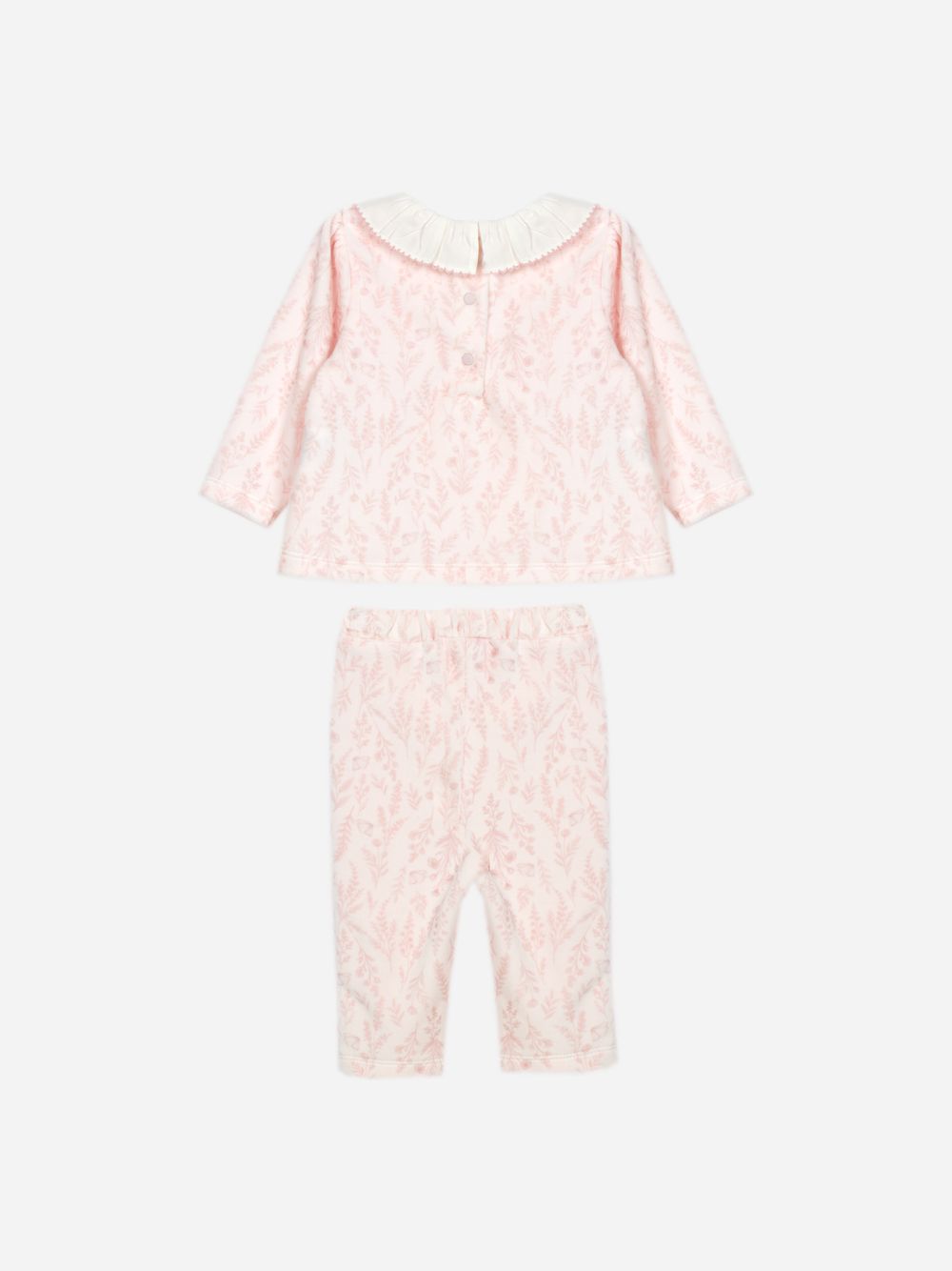 Elegant pink set with ruffled collar