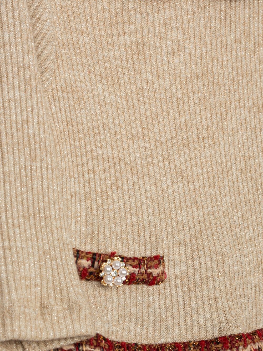 Burgundy dress with tweed details