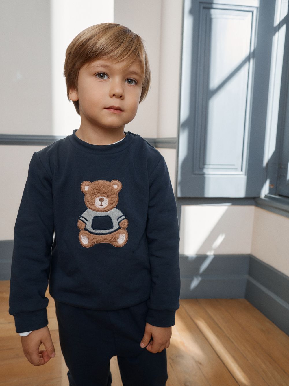 Navy Blue set with front teddy bear design