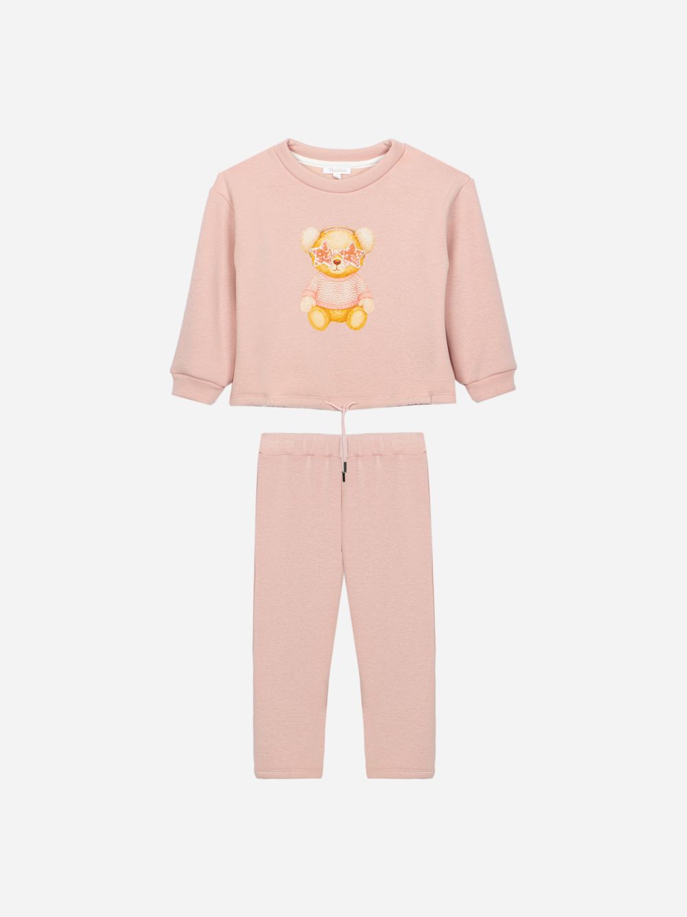 Tracksuit pale pink in cotton fleece with design