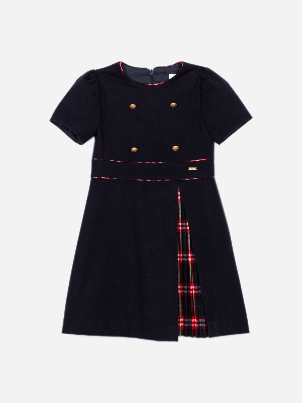 Navy Blue dress with tartan details