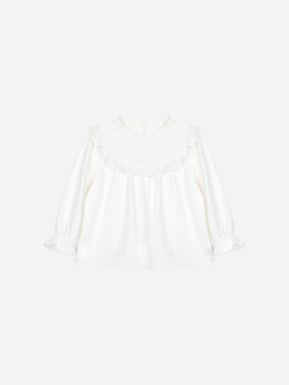 Elegant ecru blouse with ruffles
