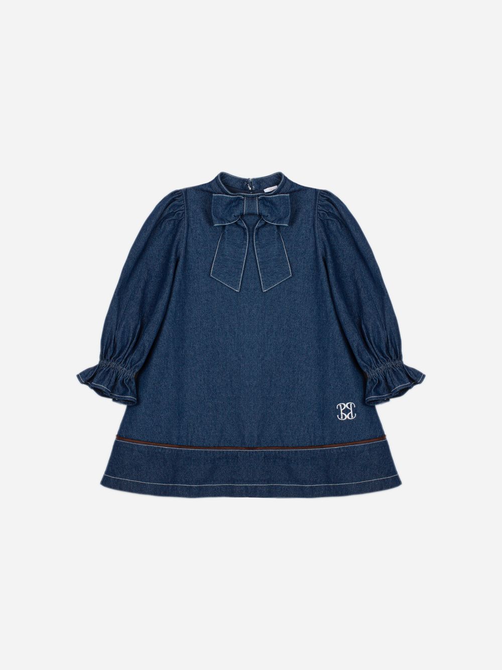 Elegant indigo blue dress with front bow