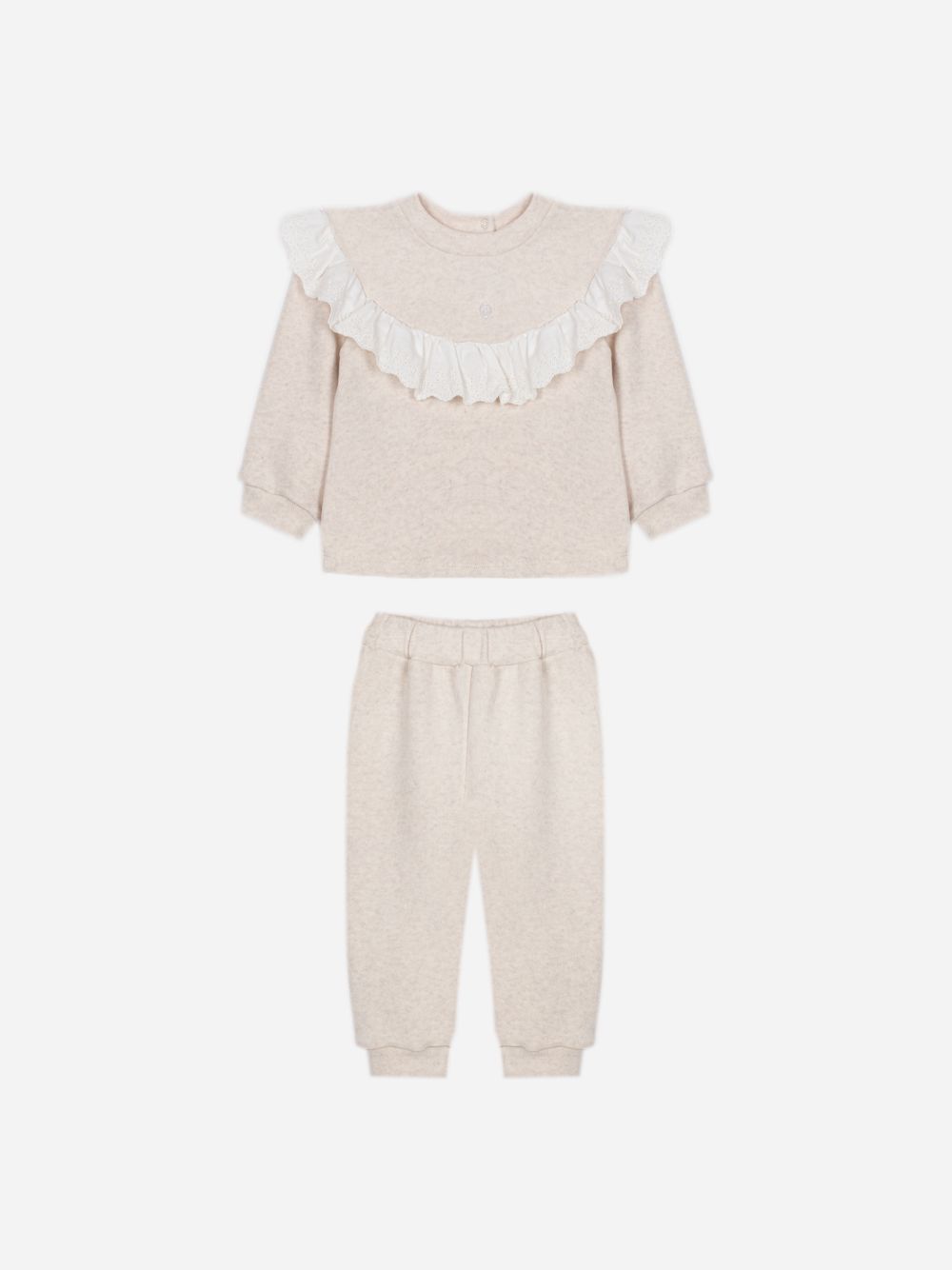 Elegant beige set with ruffle detail