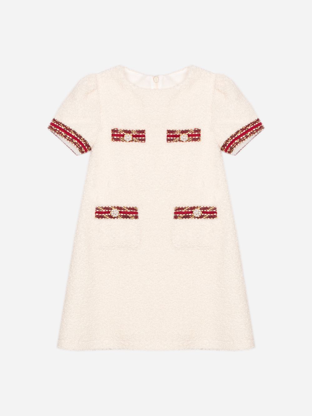 Beige bouclé dress with elegant details