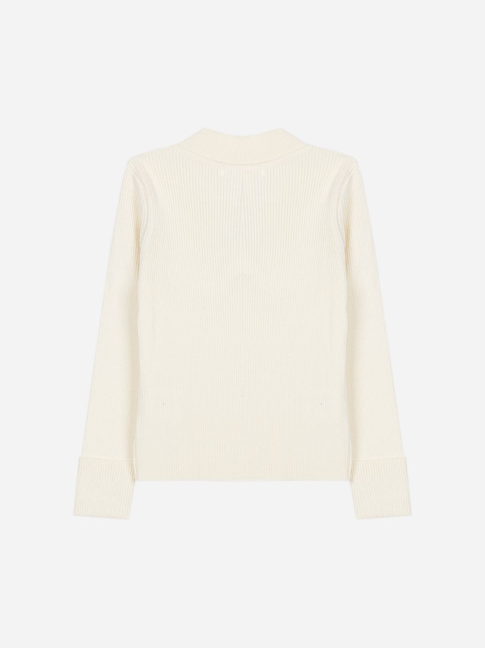 Ecru knit sweater with tweed detailing