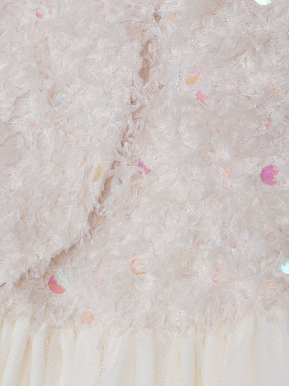Ecru tulle and fur dress