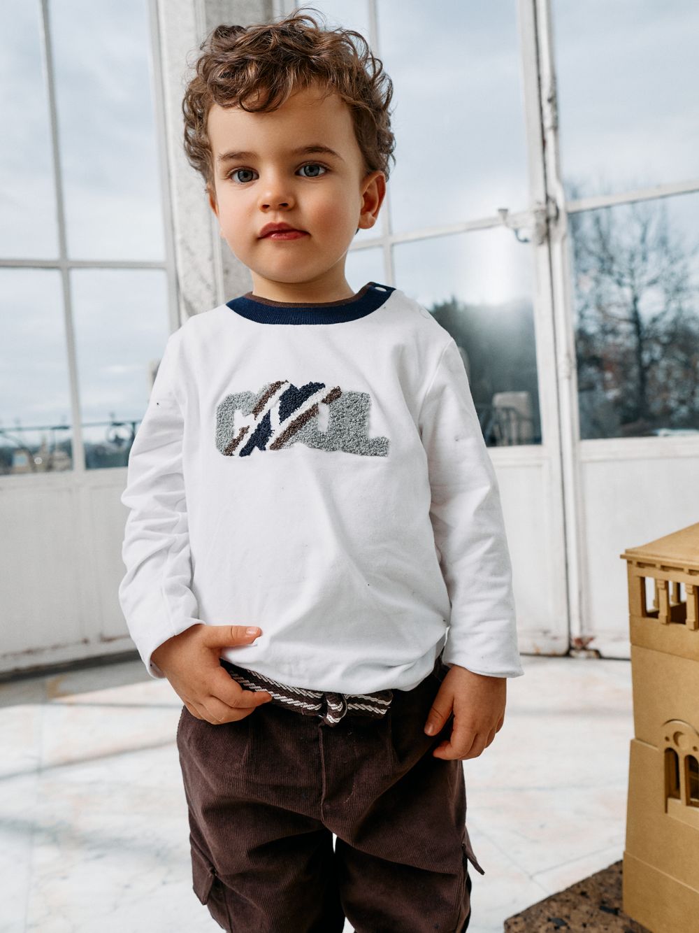 White sweater with front design