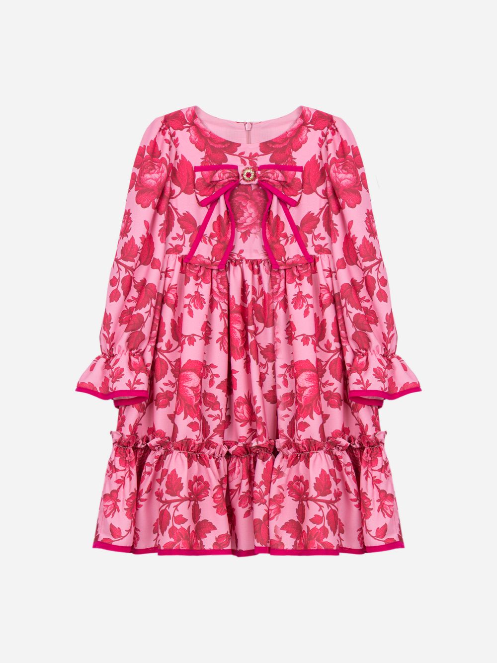 Fushcia floral print chiffon dress