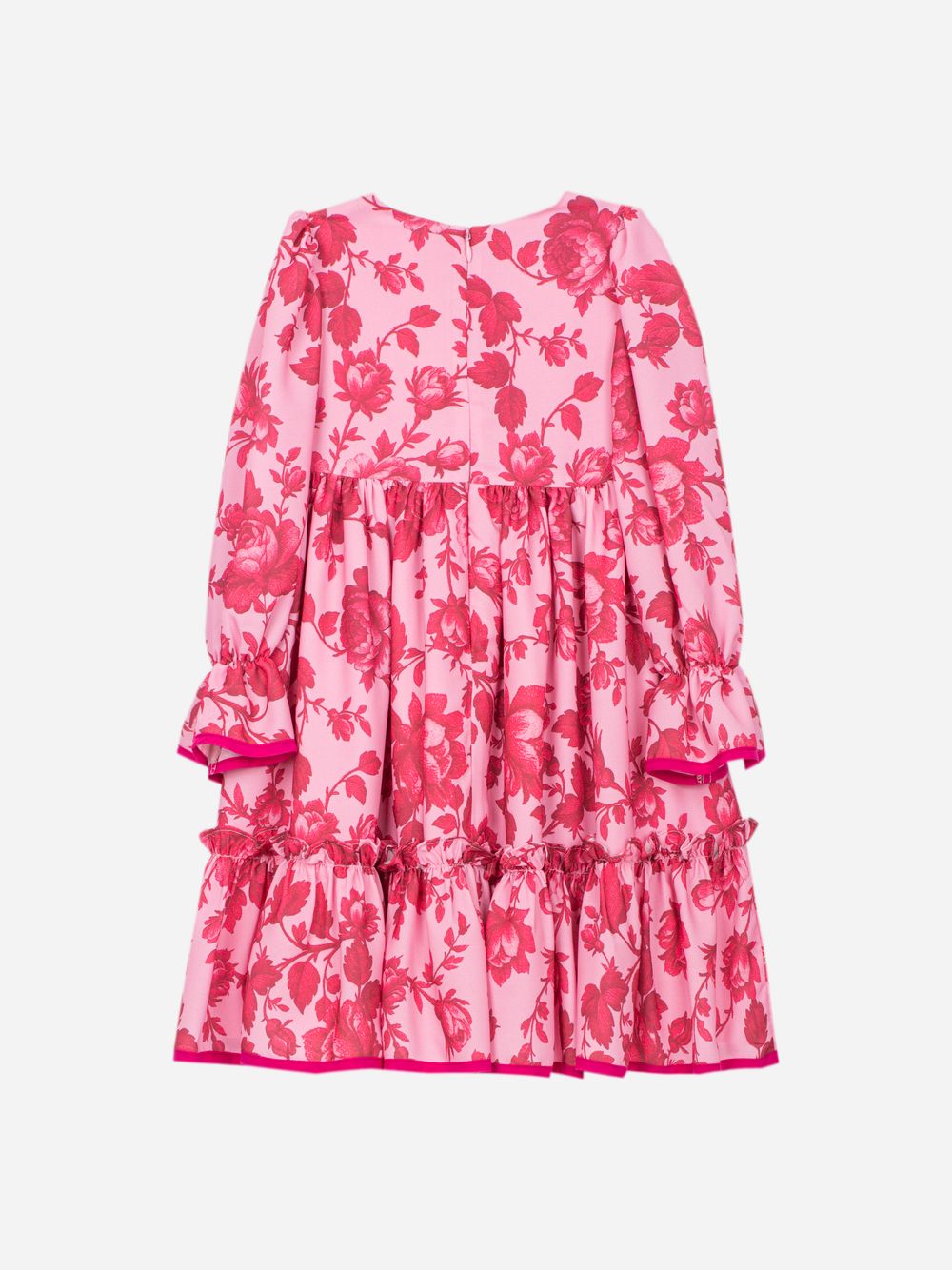 Fushcia floral print chiffon dress