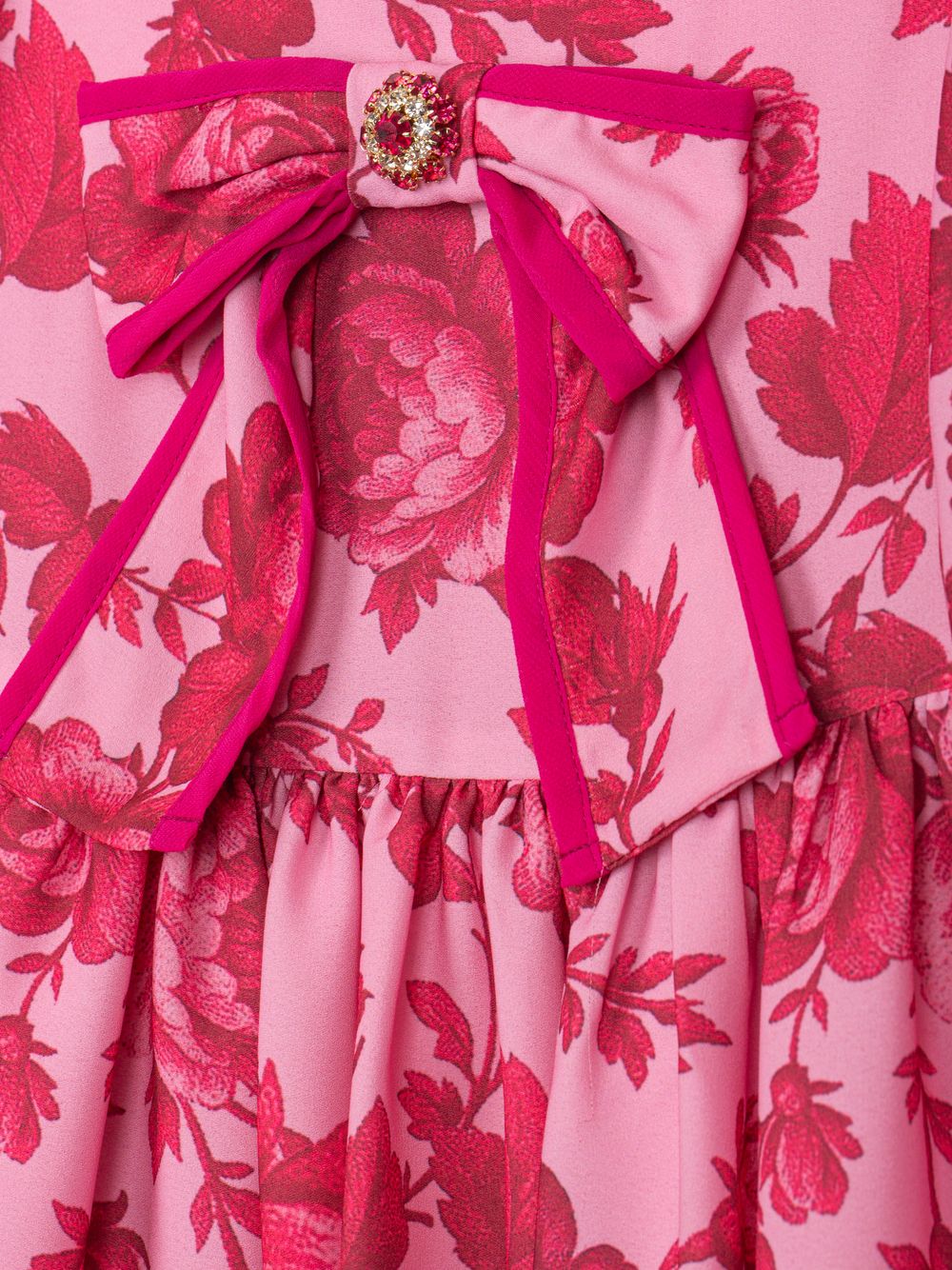 Fushcia floral print chiffon dress