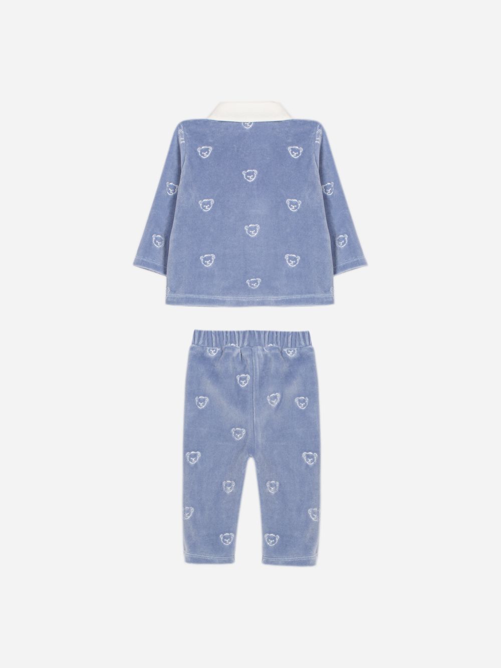 Indigo Blue set with embroidered teddy bear