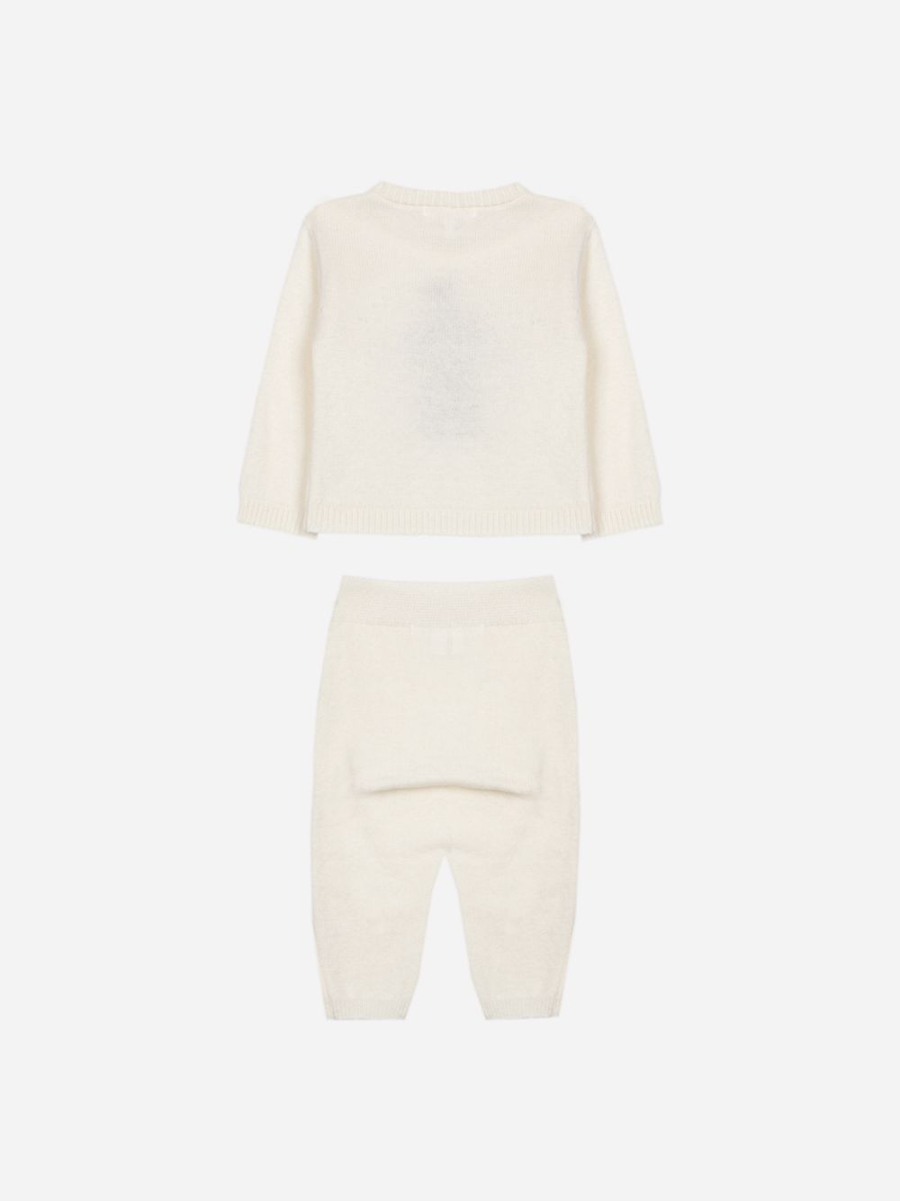 Ecru knitted set with embroidered design