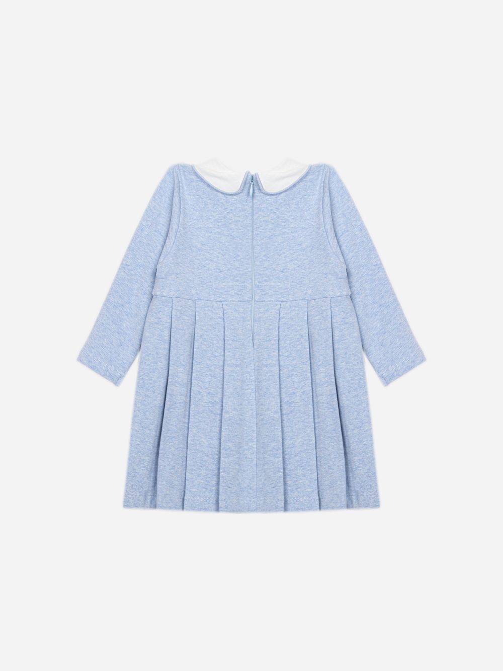 Elegant blue dress with embroidered collar
