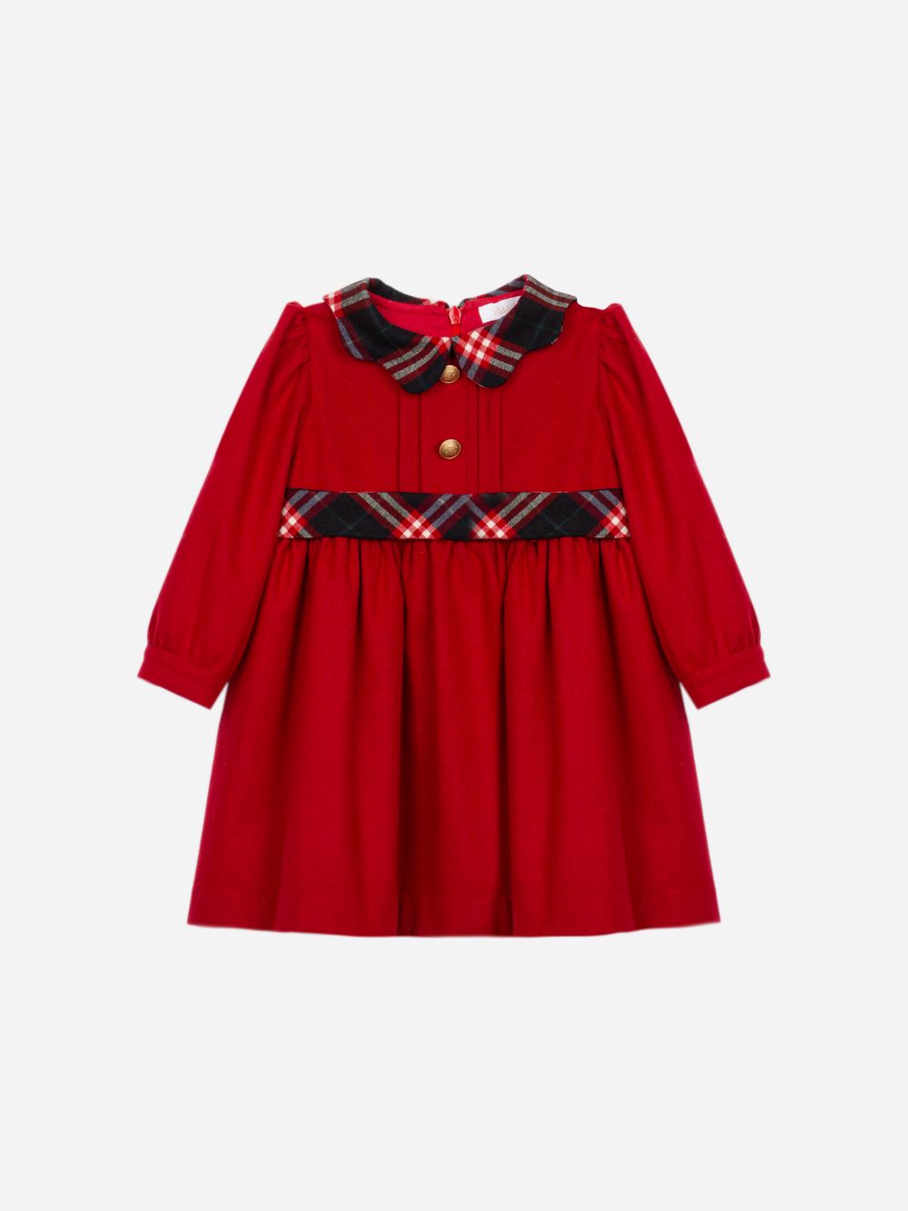 Red dress with elegant tartan details