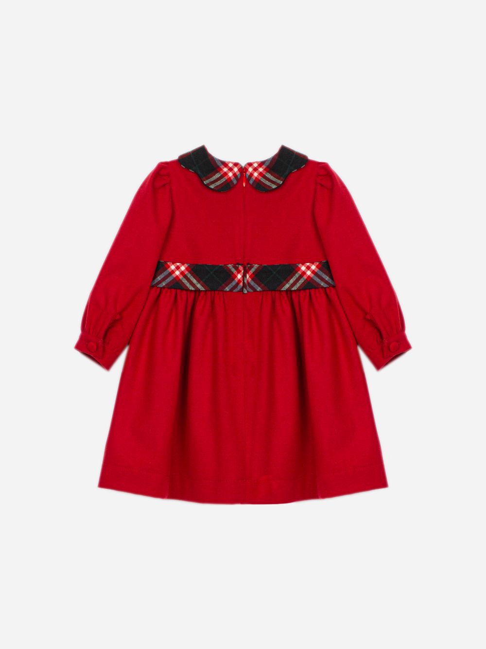 Red dress with elegant tartan details