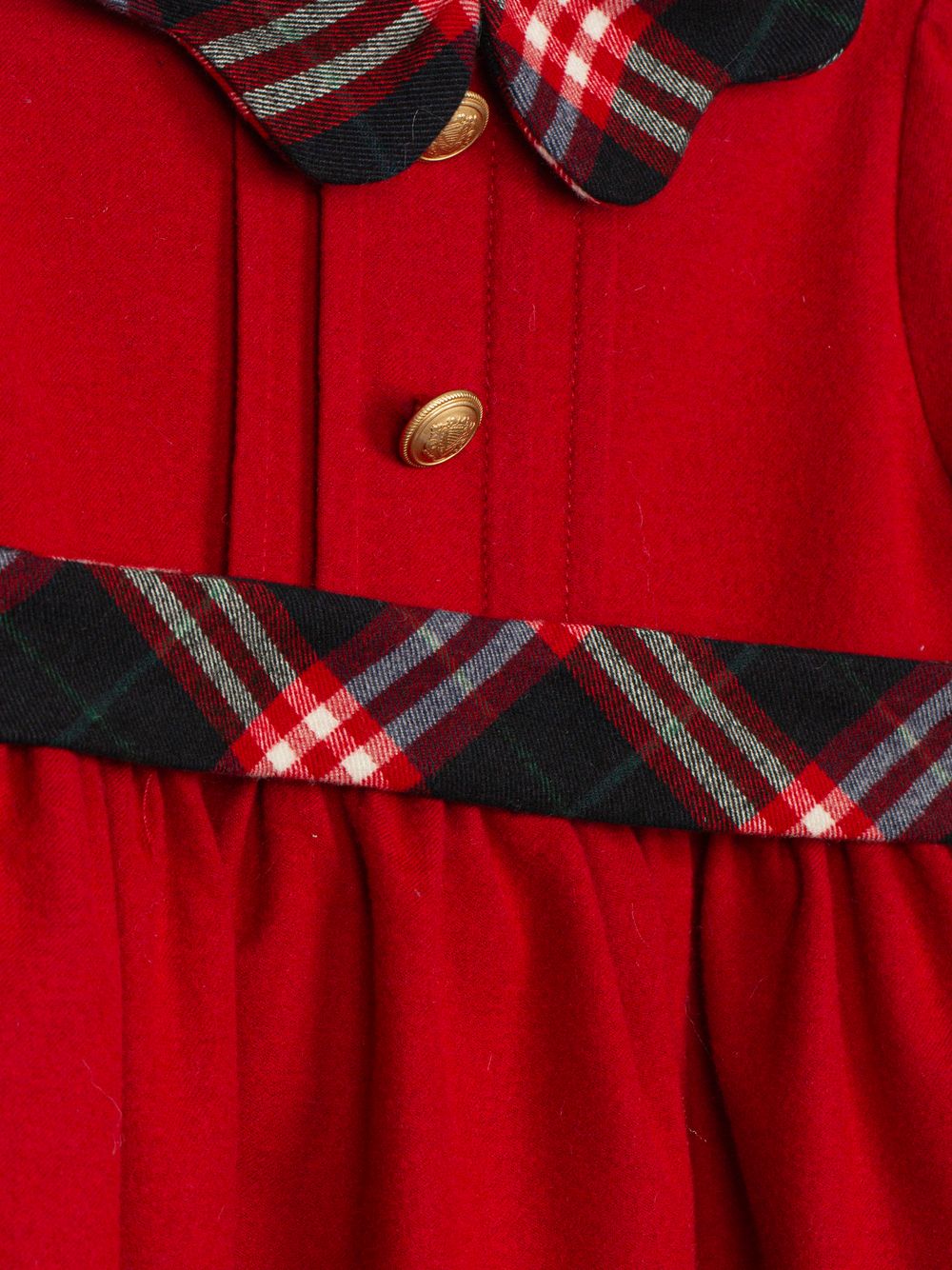 Red dress with elegant tartan details