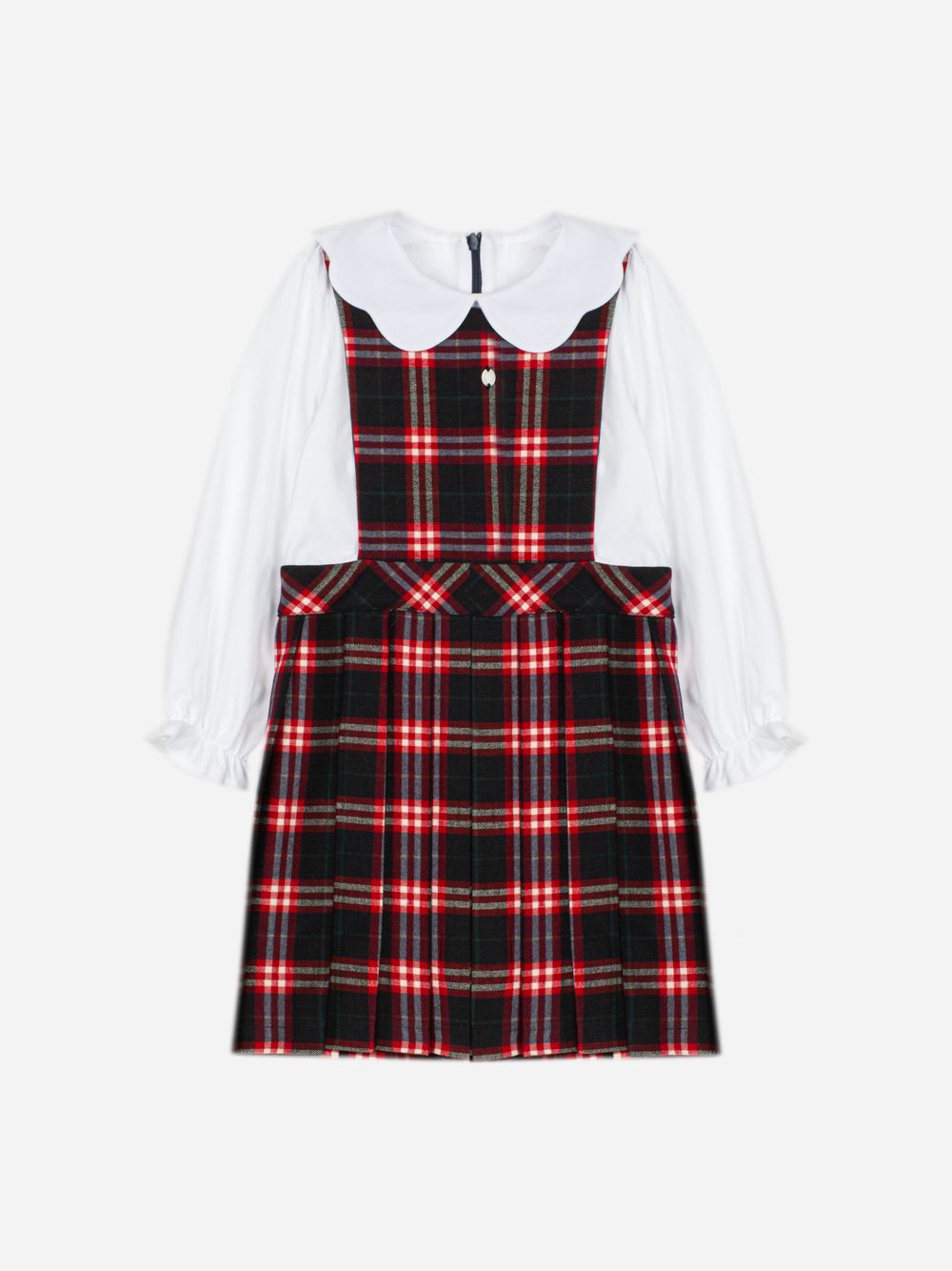 Red tartan dress with an elegant collar