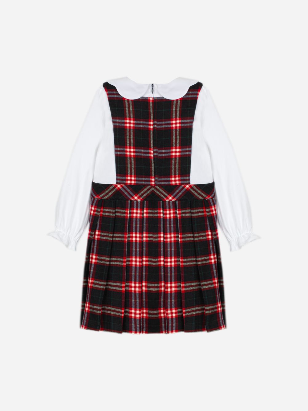 Red tartan dress with an elegant collar