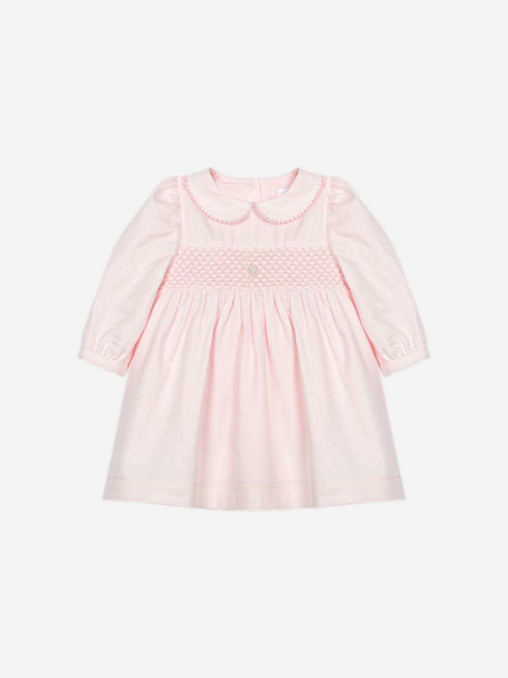 Pink dress with smocked embroidery