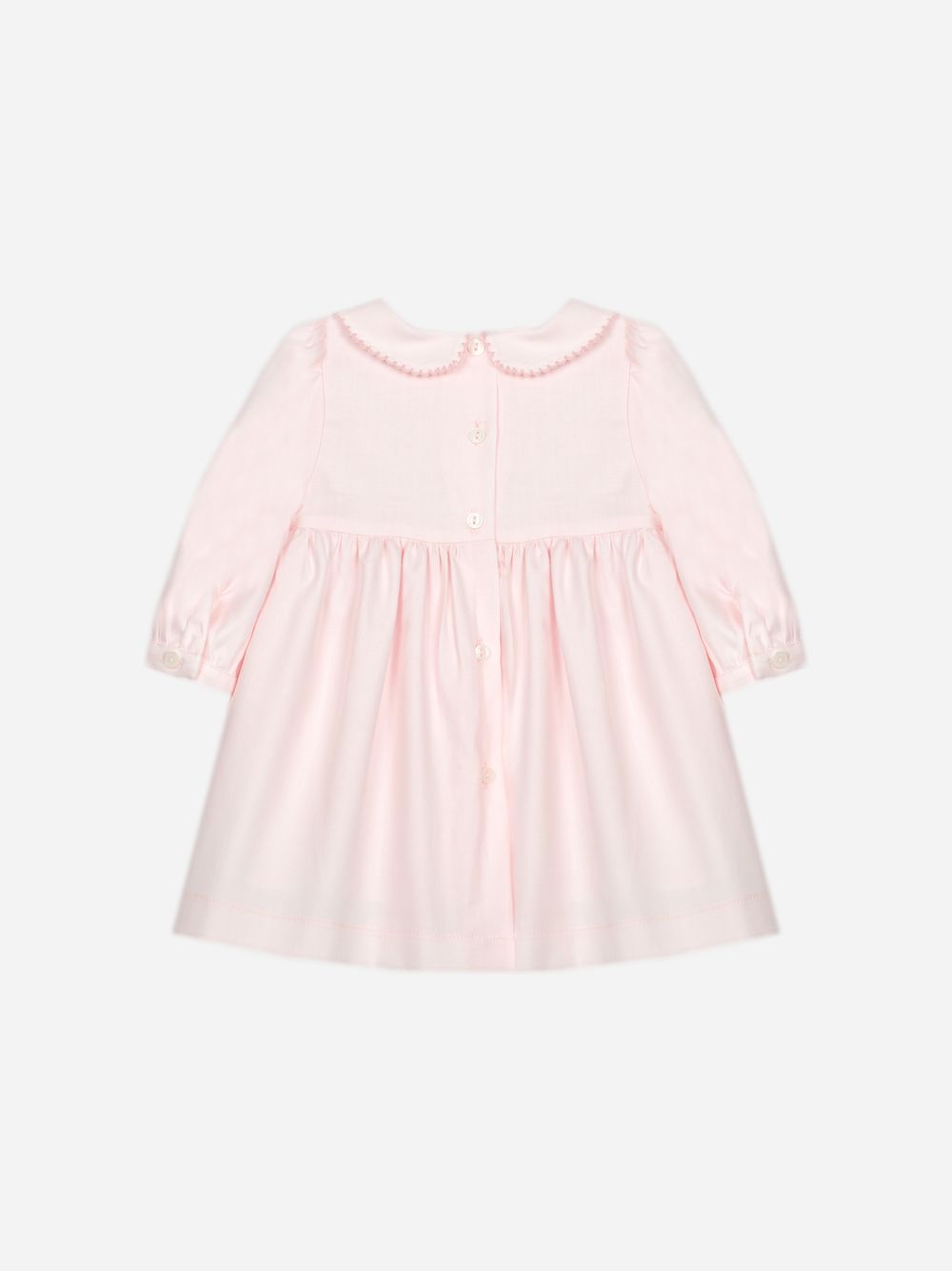Pink dress with smocked embroidery