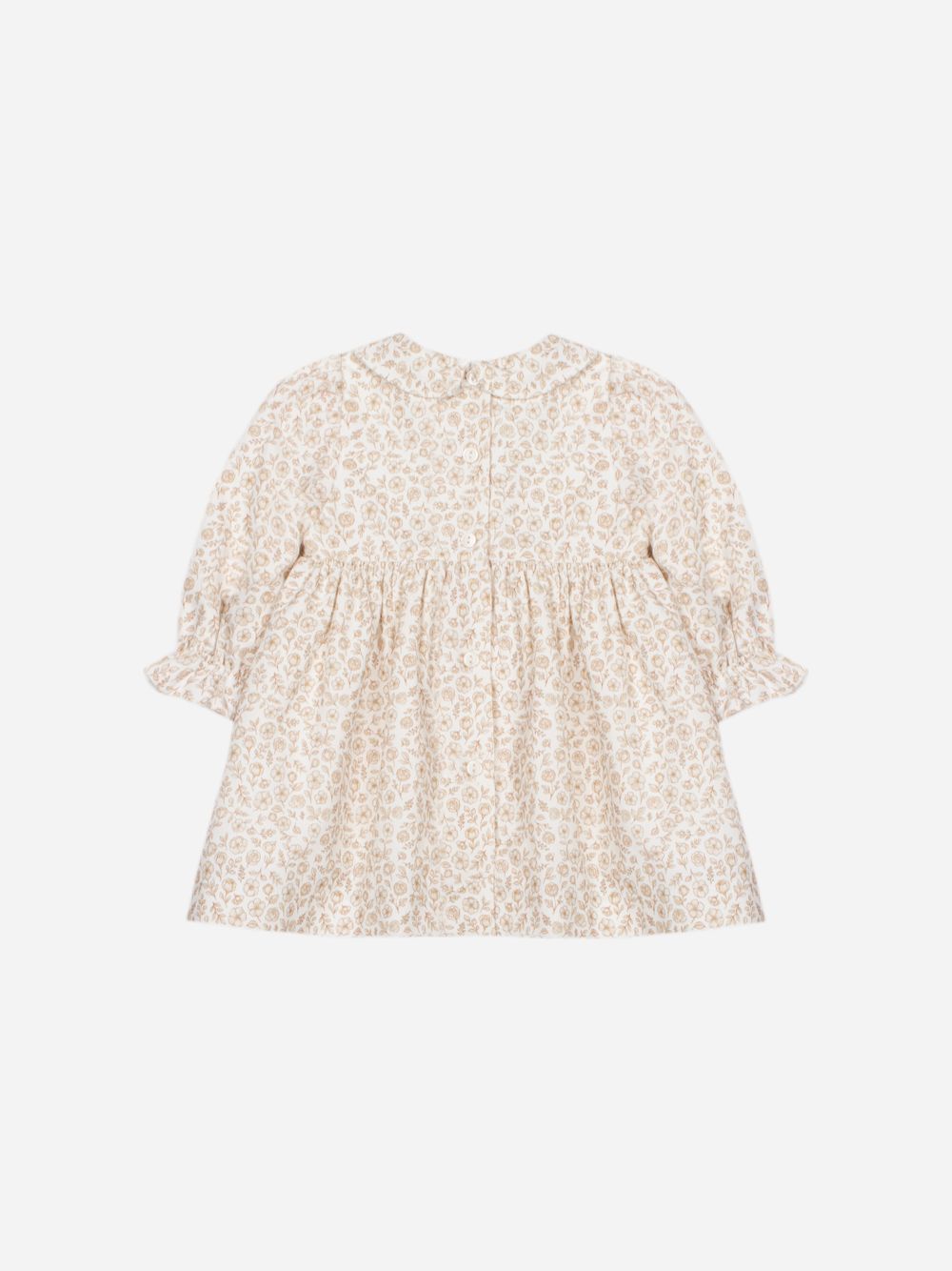 Beige floral print dress with smock details