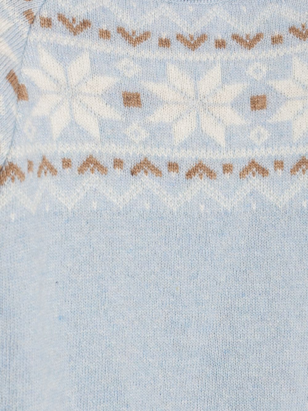 Light Blue knit sweater with a design on the front