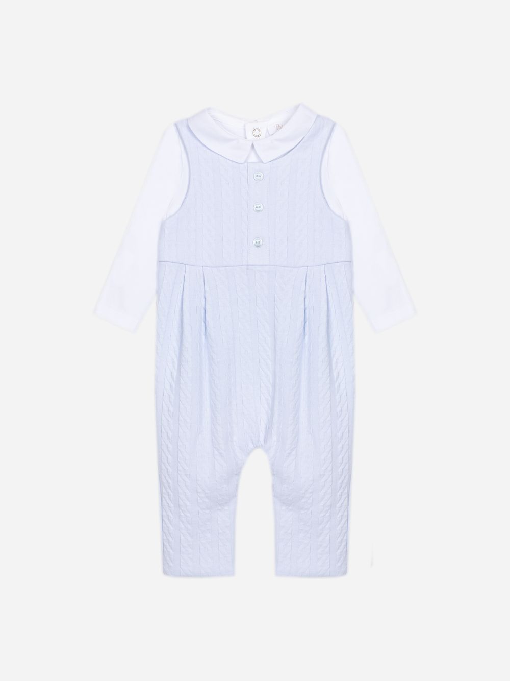 Light Blue Babygrow with woven fabric