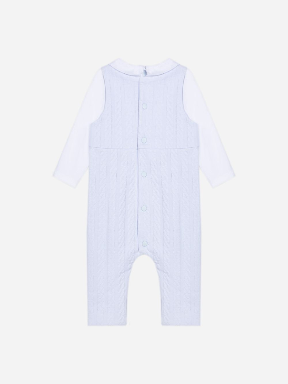 Light Blue Babygrow with woven fabric