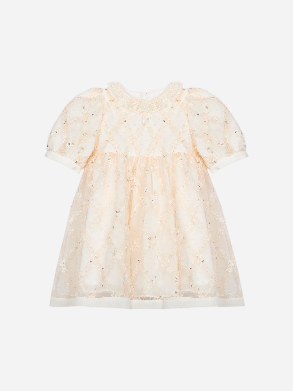 Beige embroidered tulle dress