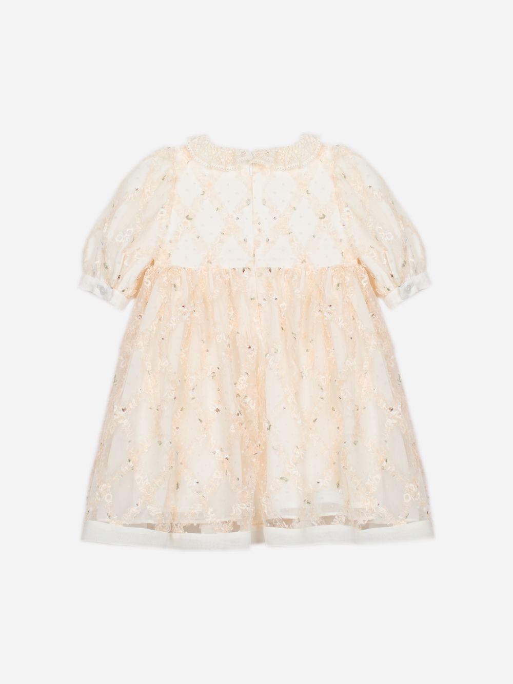Beige embroidered tulle dress