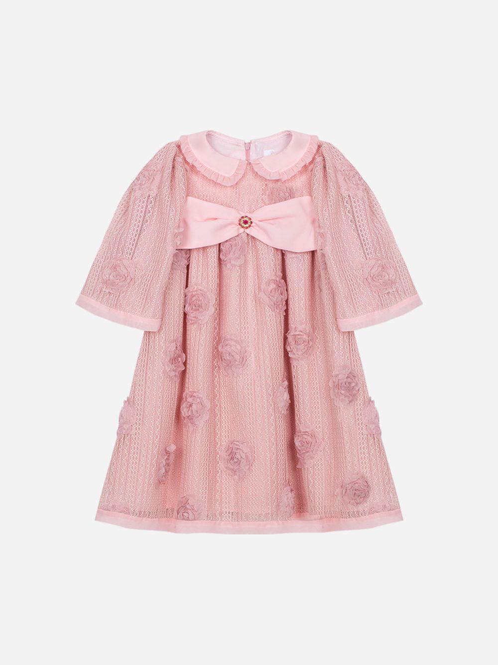 Pale pink dress in 3D floral fabric