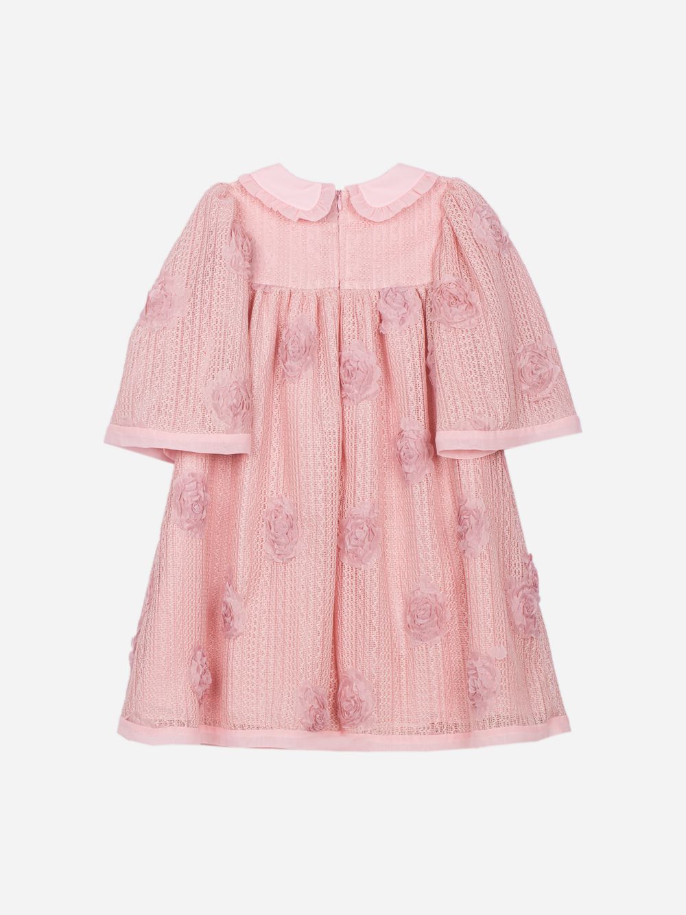 Pale pink dress in 3D floral fabric