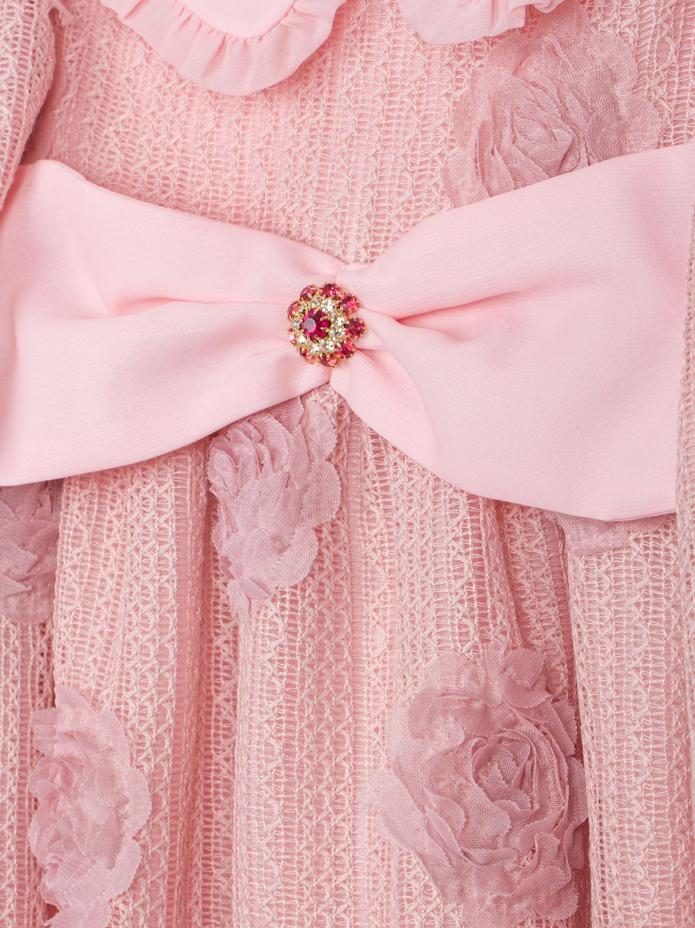 Pale pink dress in 3D floral fabric