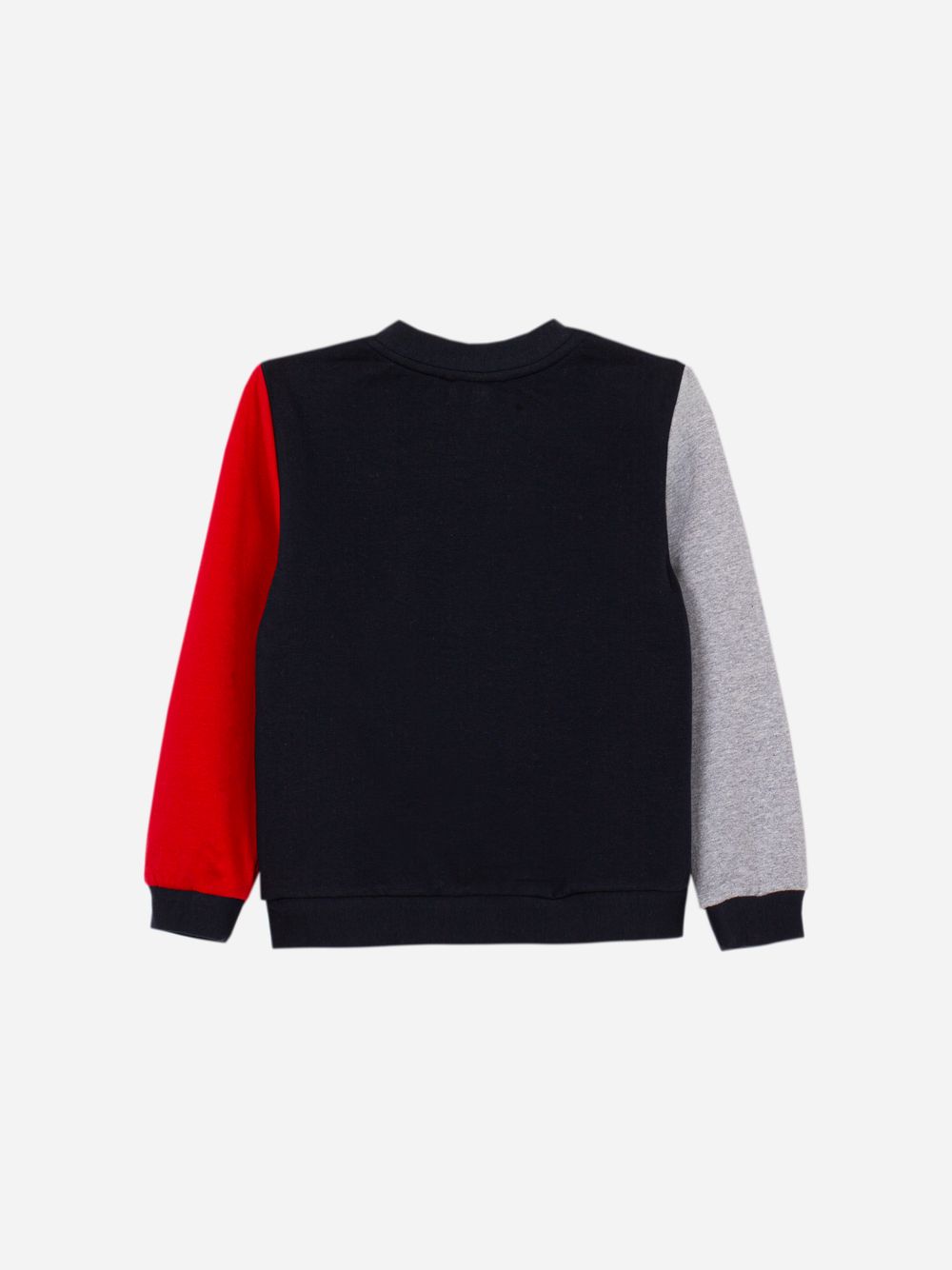 Elegant navy blue sweater with contrasting sleeves