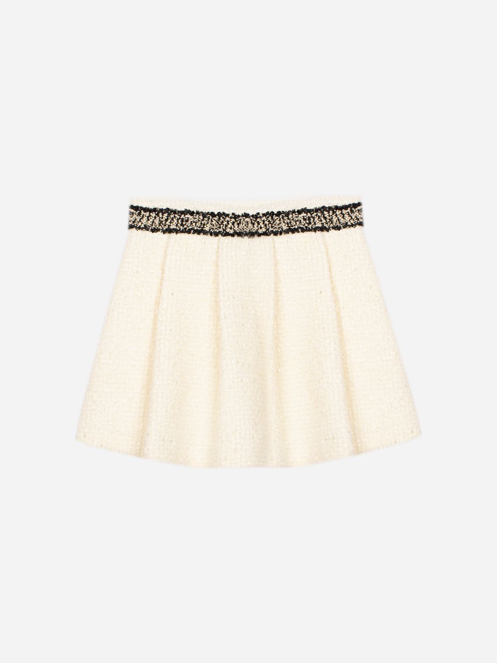 Beige tweed skirt with contrasting waistband