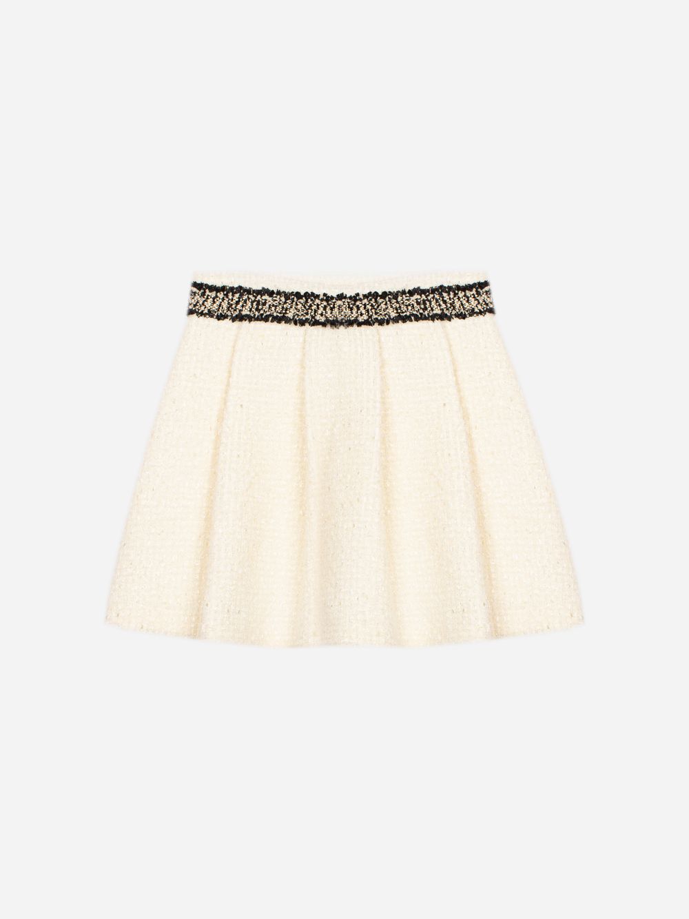 Beige tweed skirt with contrasting waistband