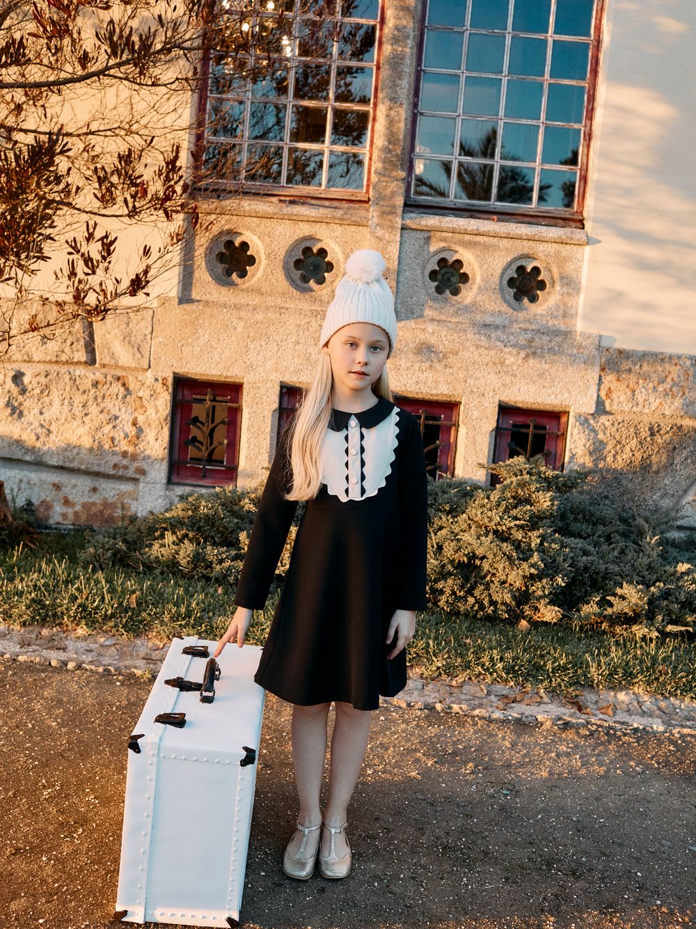 Black dress with elegant detailing at the bust