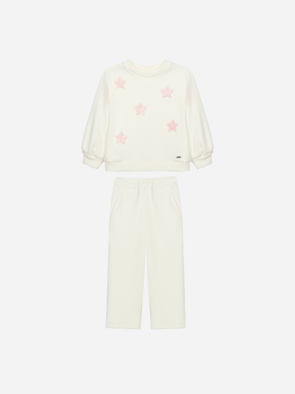 Ecru tracksuit in fleece with stars