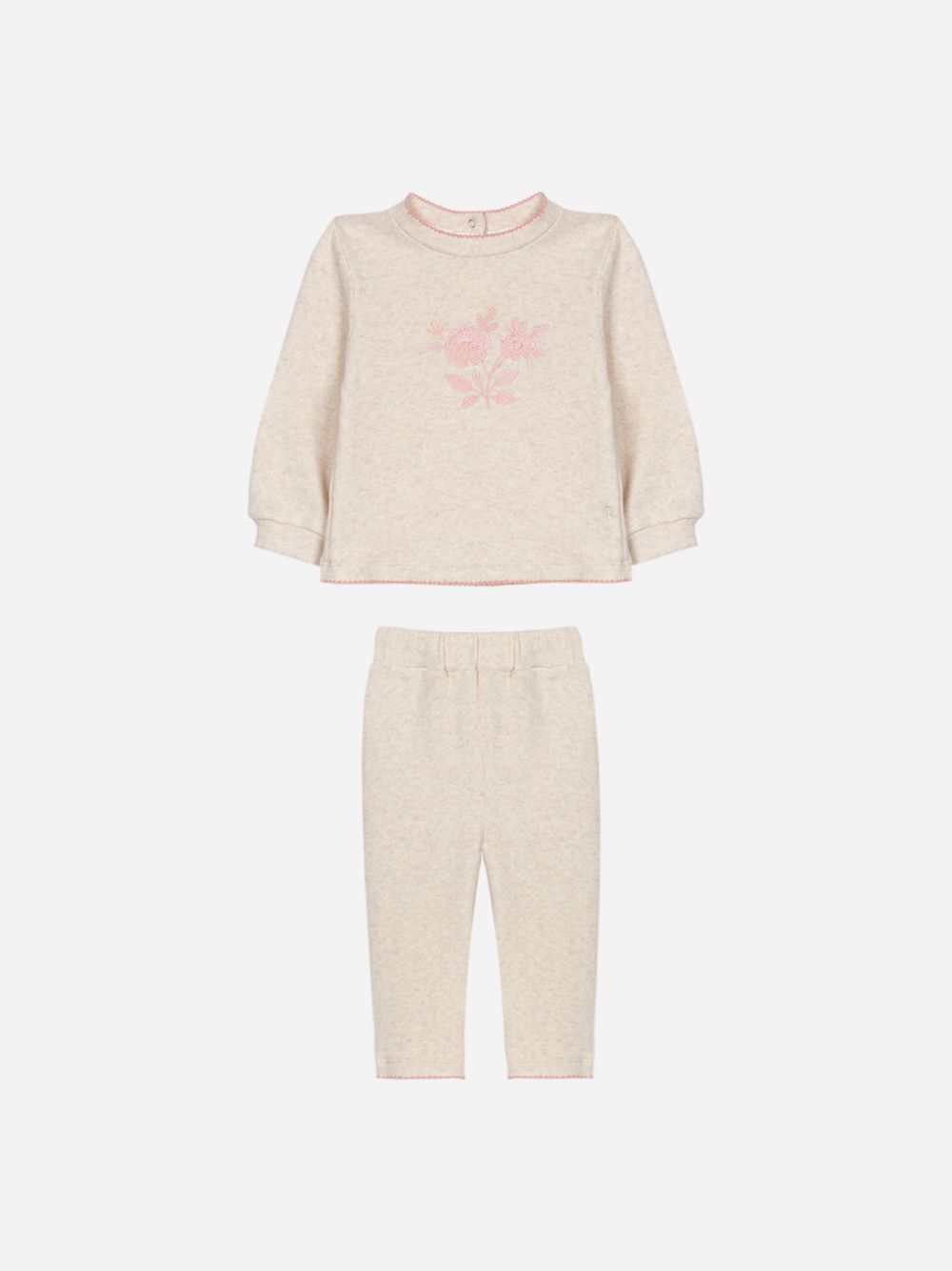 Beige set with front embroidery