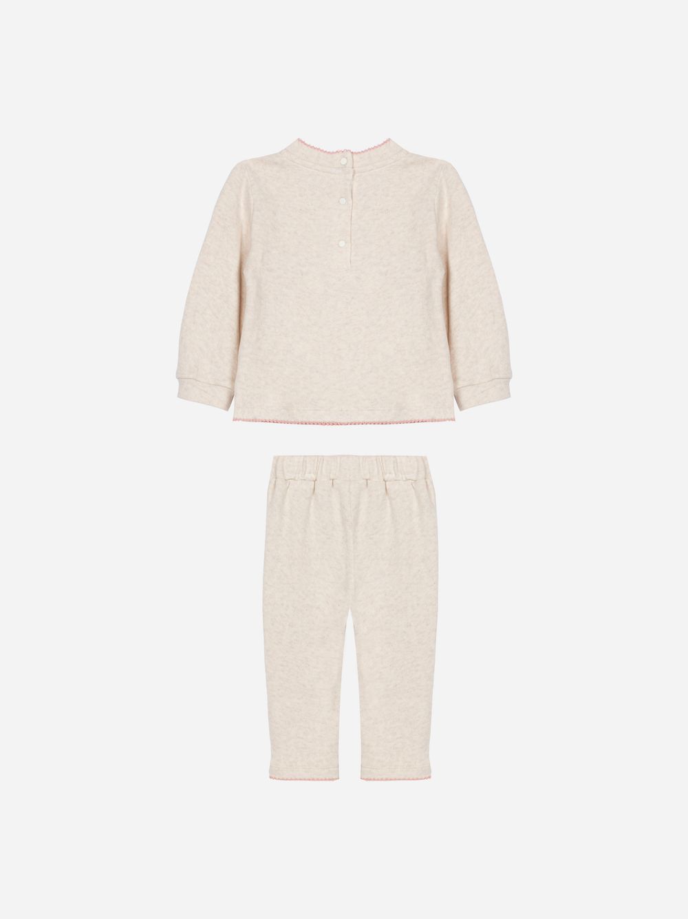 Beige set with front embroidery